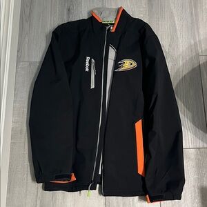 Reebok Black Jacket with Orange Details NHL ANAHEIM DUCKS Size M